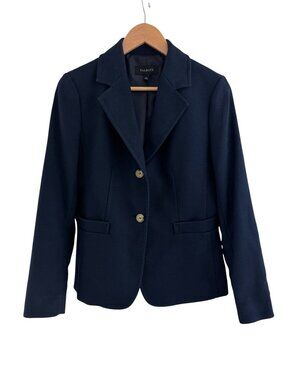 Talbots Navy Blue Lined Long Sleeve Timeless Classic Blazer Jacket Pockets Sz 6‎